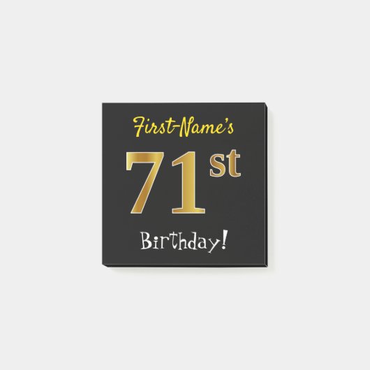 Zwart, Faux Gold 71ste verjaardag, met aangepaste  Post-it® Notes (Voorkant)