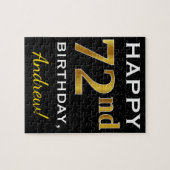 Zwart, Faux Gold 72e verjaardag + Aangepaste naam Legpuzzel (Horizontaal)