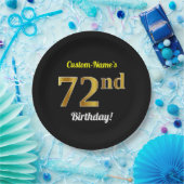 Zwart, Faux Gold 72e verjaardag + Aangepaste naam Papieren Bordje (Feest)