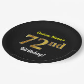 Zwart, Faux Gold 72e verjaardag + Aangepaste naam Papieren Bordje (Gekanteld)