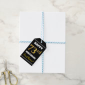 Zwart, Faux Gold 73rd Birthday + Aangepaste naam Cadeaulabel (Met Touw)