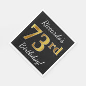 Zwart, Faux Gold 73rd Birthday + Aangepaste naam Servetten (Hoek)