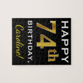 Zwart, Faux Gold 74th Birthday + Aangepaste naam Legpuzzel (Horizontaal)