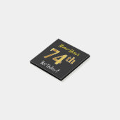 Zwart, Faux Gold 74th Birthday, met aangepaste naa Post-it® Notes (Schuin)