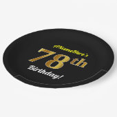 Zwart, Faux Gold 78th Birthday + Aangepaste naam Papieren Bordje (Gekanteld)