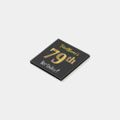 Zwart, Faux Gold 79th Birthday, met aangepaste naa Post-it® Notes (Schuin)