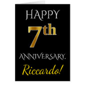 Zwart, Faux Gold 7th Wedding Jubileum + Naam (Voorkant)