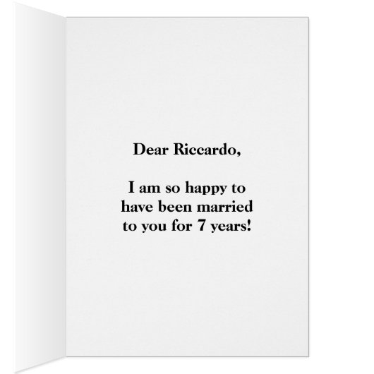 Zwart, Faux Gold 7th Wedding Jubileum + Naam (Binnen (Rechts))