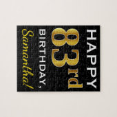 Zwart, Faux Gold 83rd Birthday + Eigen naam Legpuzzel (Horizontaal)