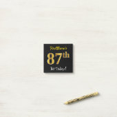 Zwart, Faux Gold 87th Birthday, met aangepaste naa Post-it® Notes (Op bureau)