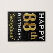 Zwart, Faux Gold 88th Birthday + Eigen naam Legpuzzel (Horizontaal)