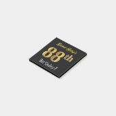 Zwart, Faux Gold 88th Birthday, met aangepaste naa Post-it® Notes (Schuin)