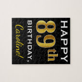 Zwart, Faux Gold 89th Birthday + Eigen naam Legpuzzel (Horizontaal)