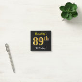 Zwart, Faux Gold 89th Birthday, met aangepaste naa Post-it® Notes (Kantoor)