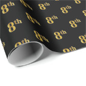 Zwart, Faux Gold 8th (achtste) Event Wrapping Pape Cadeaupapier (Rol Hoek)