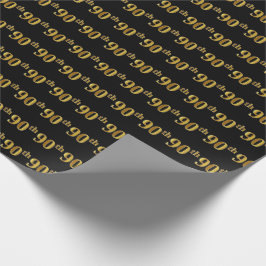 Zwart, Faux Gold 90ste (negentigste) Evenement Cadeaupapier