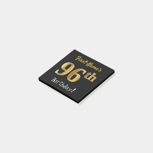 Zwart, Faux Gold 96th Birthday, met aangepaste naa Post-it® Notes (Schuin)