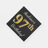Zwart, Faux Gold 97th Birthday + Eigen naam Servetten (Hoek)
