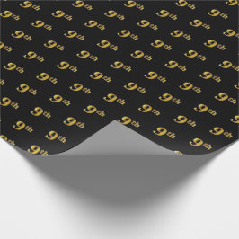 Zwart, Faux Gold 9th (negende) Event Wrapping Pape Cadeaupapier