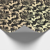 Zwart Faux Gold Crystal Metallic Damask Cadeaupapier (Hoek)