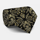 Zwart Faux Gold & Diamonds Bloemendamast Stropdas (Opgerold)