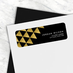 Zwart Faux Gold Driehoek Abstract Modern Adres Etiket