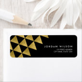 Zwart Faux Gold Driehoek Abstract Modern Adres Etiket (Insitu)