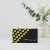 Zwart Faux Gold Driehoek Consultant Geometric Visitekaartje (Staand voorkant)