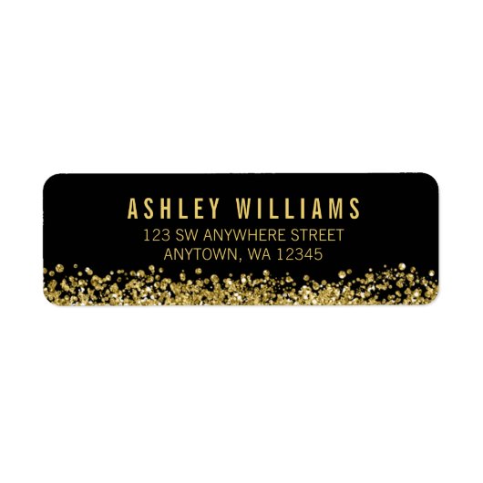 Zwart Faux Gold Glitter Etiket (Voorkant)
