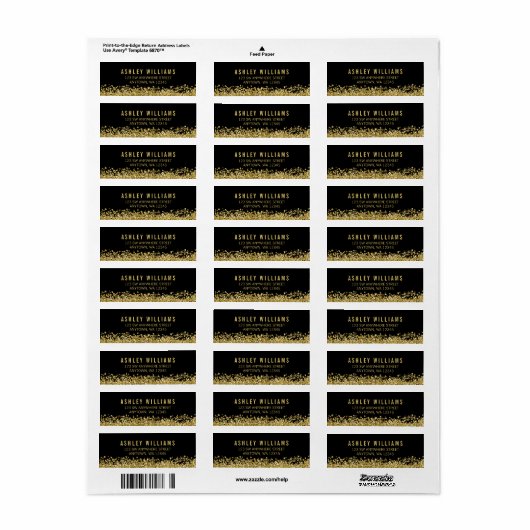 Zwart Faux Gold Glitter Etiket (Full Sheet)