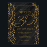 Zwart & Faux Gold Glitter Glam 30 30th Birthday Kaart<br><div class="desc">Black & Faux Gold Glitter Glam 30 30th Birthday Invitations. Aanpassen voor elke gebeurtenis.</div>