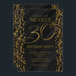Zwart & Faux Gold Glitter Glam 30 30th Birthday Kaart<br><div class="desc">Black & Faux Gold Glitter Glam 30 30th Birthday Invitations. Aanpassen voor elke gebeurtenis.</div>