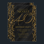 Zwart & Faux Gold Glitter Glam 40 40th Birthday Kaart<br><div class="desc">Black & Faux Gold Glitter Glam 40 40th Birthday Invitations. Aanpassen voor elke gebeurtenis.</div>