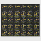 Zwart, Faux Gold "HAPPY 22nd BIRTHDAY" Cadeaupapier (Vlak)