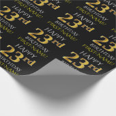 Zwart, Faux Gold "HAPPY 23rd BIRTHDAY" Cadeaupapier (Hoek)