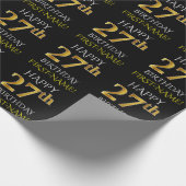 Zwart, Faux Gold "HAPPY 27th BIRTHDAY" Cadeaupapier (Hoek)