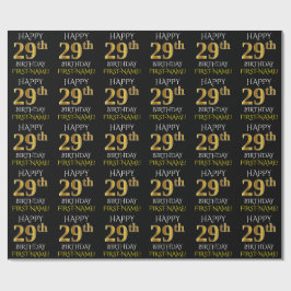 Zwart, Faux Gold "HAPPY 29th BIRTHDAY" Cadeaupapier