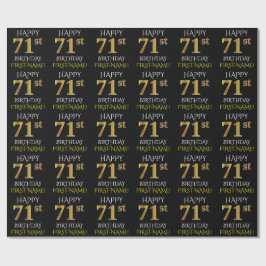Zwart, Faux Gold "HAPPY 71st BIRTHDAY" Cadeaupapier