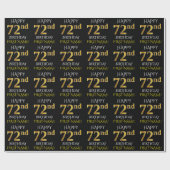 Zwart, Faux Gold "HAPPY 72nd BIRTHDAY" Cadeaupapier (Vlak)