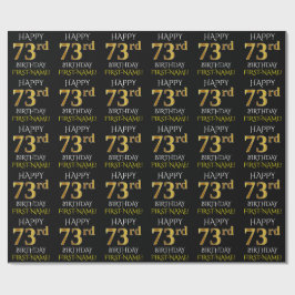 Zwart, Faux Gold "HAPPY 73rd BIRTHDAY" Cadeaupapier