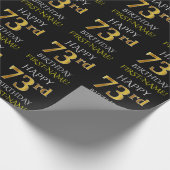 Zwart, Faux Gold "HAPPY 73rd BIRTHDAY" Cadeaupapier (Hoek)