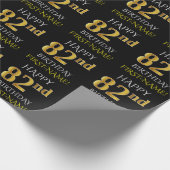 Zwart, Faux Gold "HAPPY 82nd BIRTHDAY" Cadeaupapier (Hoek)