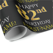 Zwart, Faux Gold "HAPPY 82nd BIRTHDAY" Cadeaupapier (Rol Hoek)