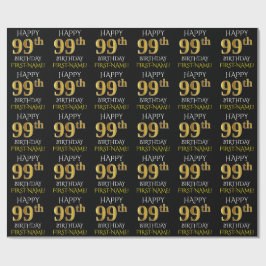 Zwart, Faux Gold "HAPPY 99th BIRTHDAY" Cadeaupapier