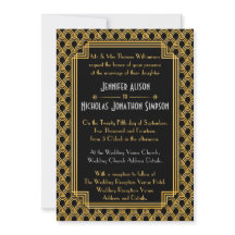 Zwart Faux Goud Art Deco Fans Patroon Bruiloft