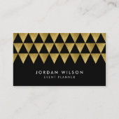Zwart Faux Goud Driehoek Patroon Modern Geometrisc Visitekaartje (Voorkant)