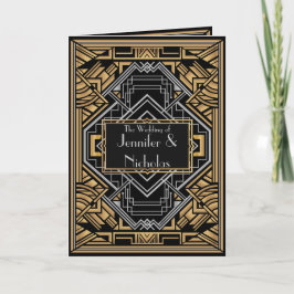 Zwart, Faux Goud en Zilver Art Deco Stijl Aankondiging