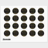 Zwart Faux Goud Glitter Bruiloft Dank u Ronde Sticker (Vel)