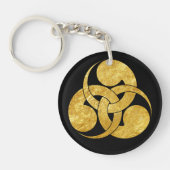 Zwart Faux Goud Tadpole Mon Japanse Samurai Clan Sleutelhanger (Voorkant)