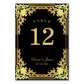  zwart faux gouden Antiek elegante bruiloft Kaart (Achterkant)